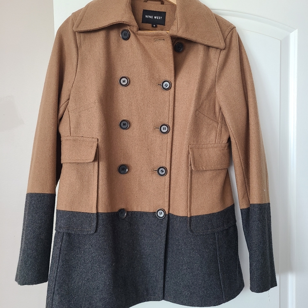 Nine west peacoat style Wool Blend two tone
